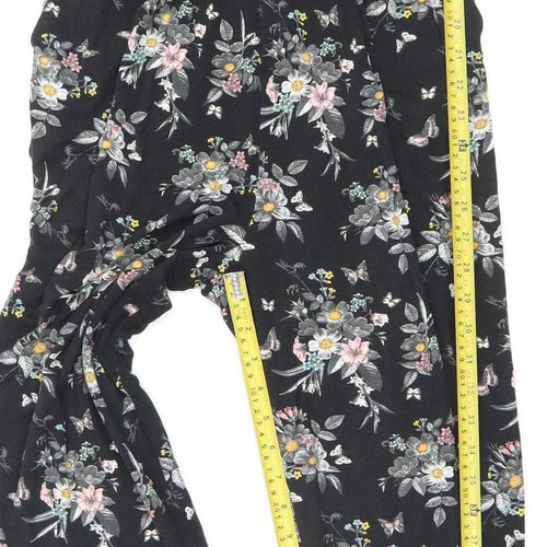 Oasis Women’s Black Floral Ruffle Cold Shoulder Jumpsuit Size S