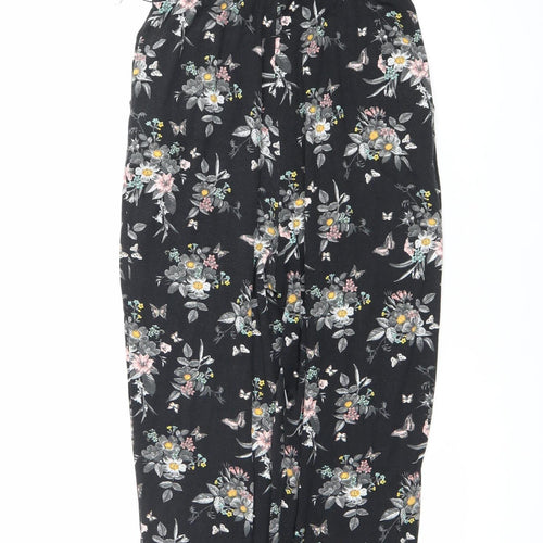 Oasis Women’s Black Floral Ruffle Cold Shoulder Jumpsuit Size S
