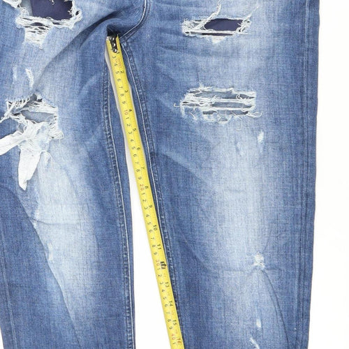 Staff Jeans & Co Womens Blue Skinny Slim Fit Distressed Jeans Size 24