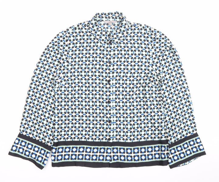H&M Womens Multicoloured Geometric Button-Up Shirt Size 12 Long Sleeve Polyester