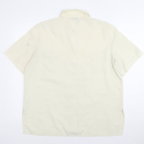 Barkertel Womens Ivory Button-Up Shirt Size 16 Short Sleeve Polyester