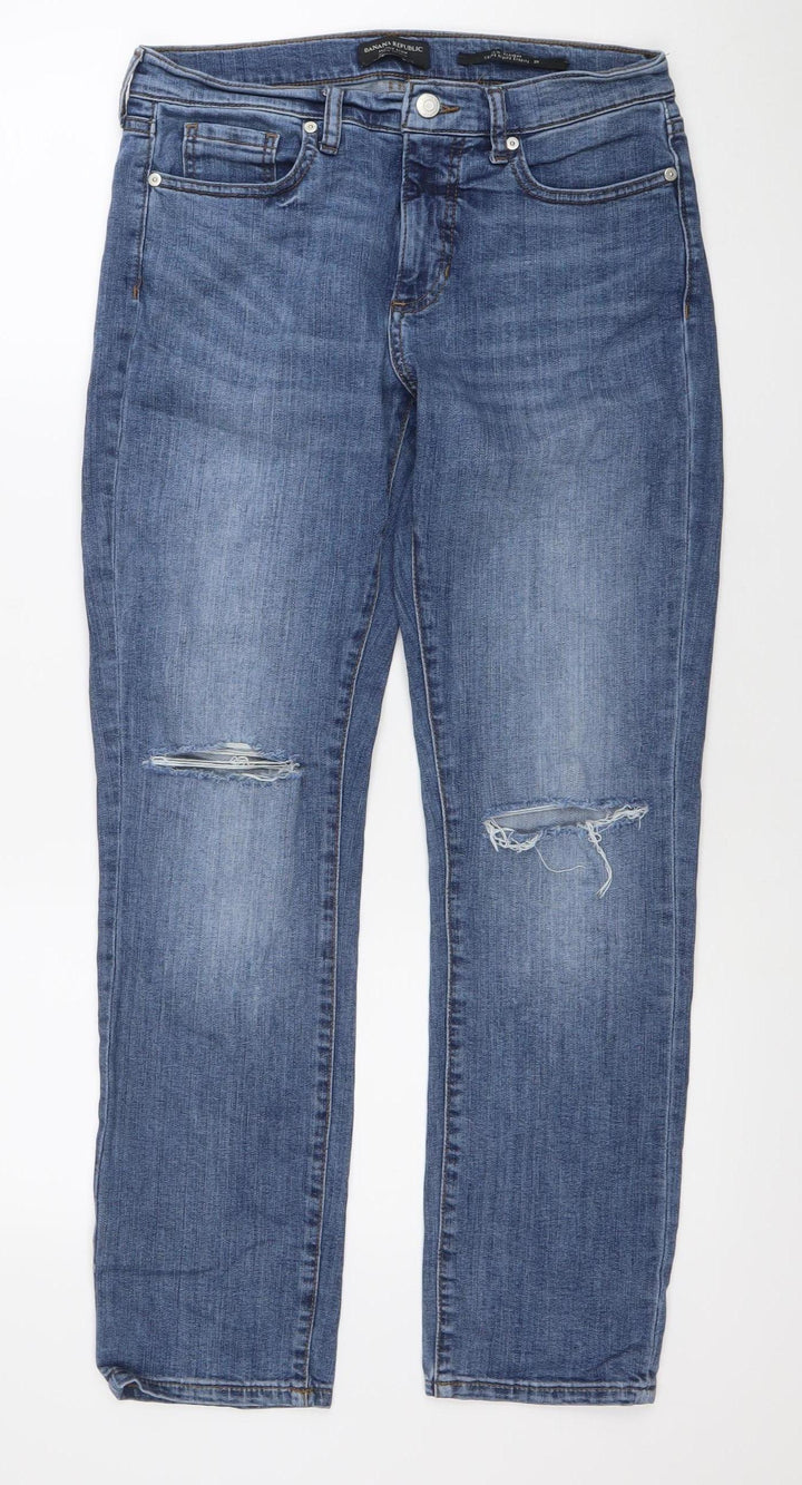 Banana Republic Womens Blue Straight Leg Jeans Size 29 Distressed