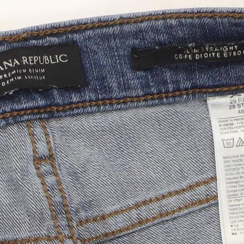 Banana Republic Womens Blue Straight Leg Jeans Size 29 Distressed