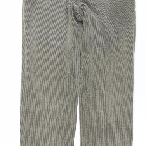 Trelana Men's Grey Corduroy Wool Blend Straight Leg Trousers S