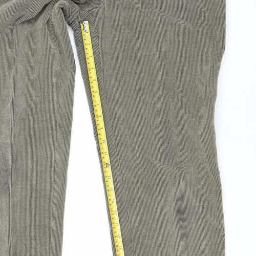 Trelana Men's Grey Corduroy Wool Blend Straight Leg Trousers S