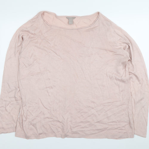 H&M Women's Pink 2XL Pullover Jumper Boat Neck Long Sleeve Knit