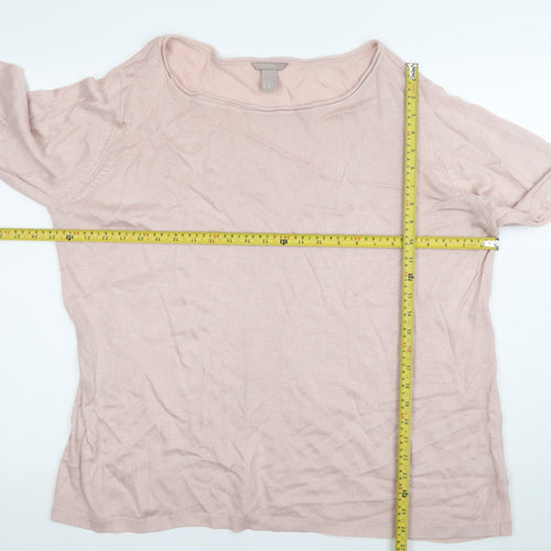 H&M Women's Pink 2XL Pullover Jumper Boat Neck Long Sleeve Knit