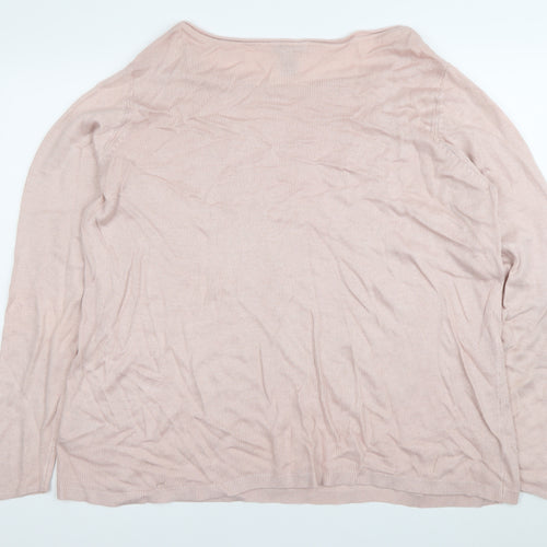 H&M Women's Pink 2XL Pullover Jumper Boat Neck Long Sleeve Knit