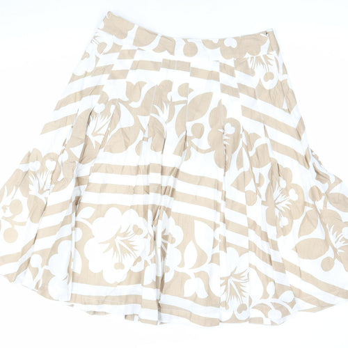 Frock & Frill Women’s Beige White Floral A-Line Cotton Skirt Size 12