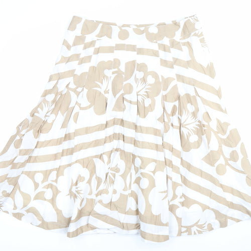 Frock & Frill Women’s Beige White Floral A-Line Cotton Skirt Size 12