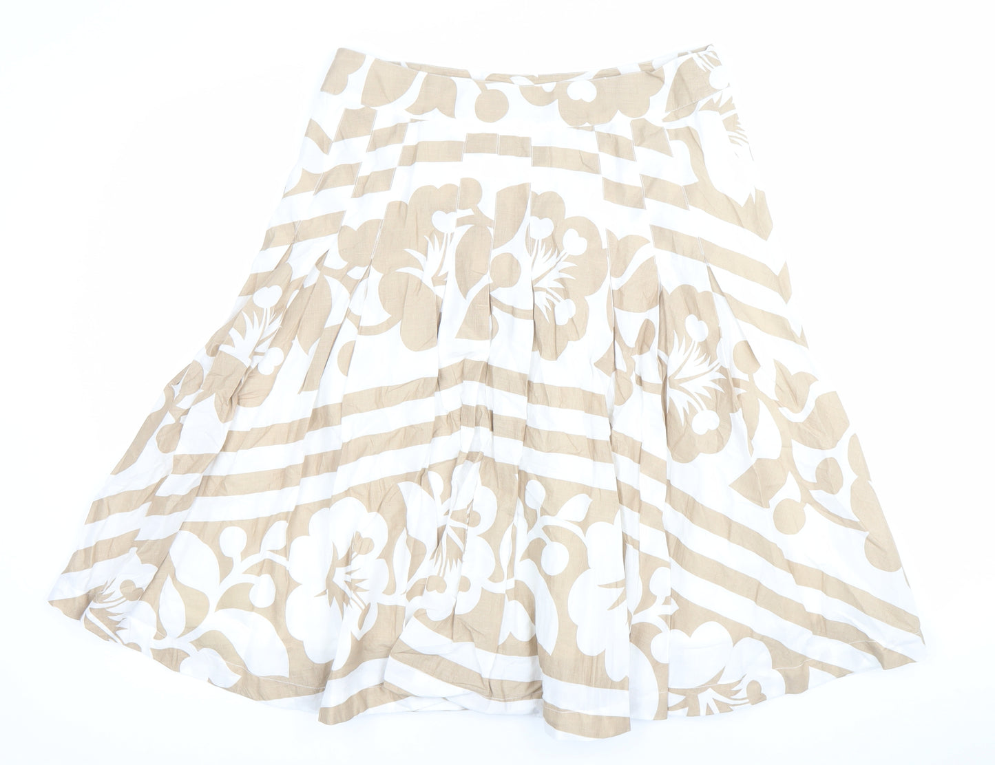 Frock & Frill Women’s Beige White Floral A-Line Cotton Skirt Size 12