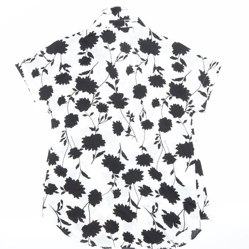 Marks and Spencer Women's Black White Floral Button-Up Shirt S