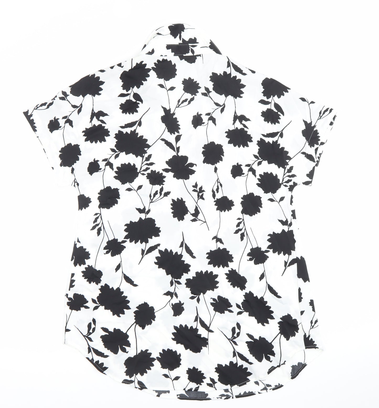 Marks and Spencer Women's Black White Floral Button-Up Shirt S