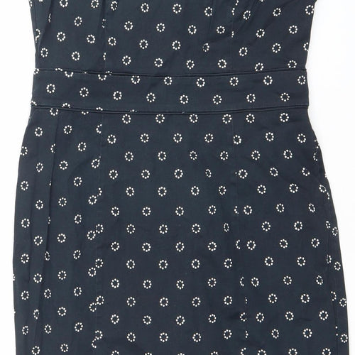 Laura Ashley Women’s Black Polka Dot Sleeveless Sheath Dress UK 12