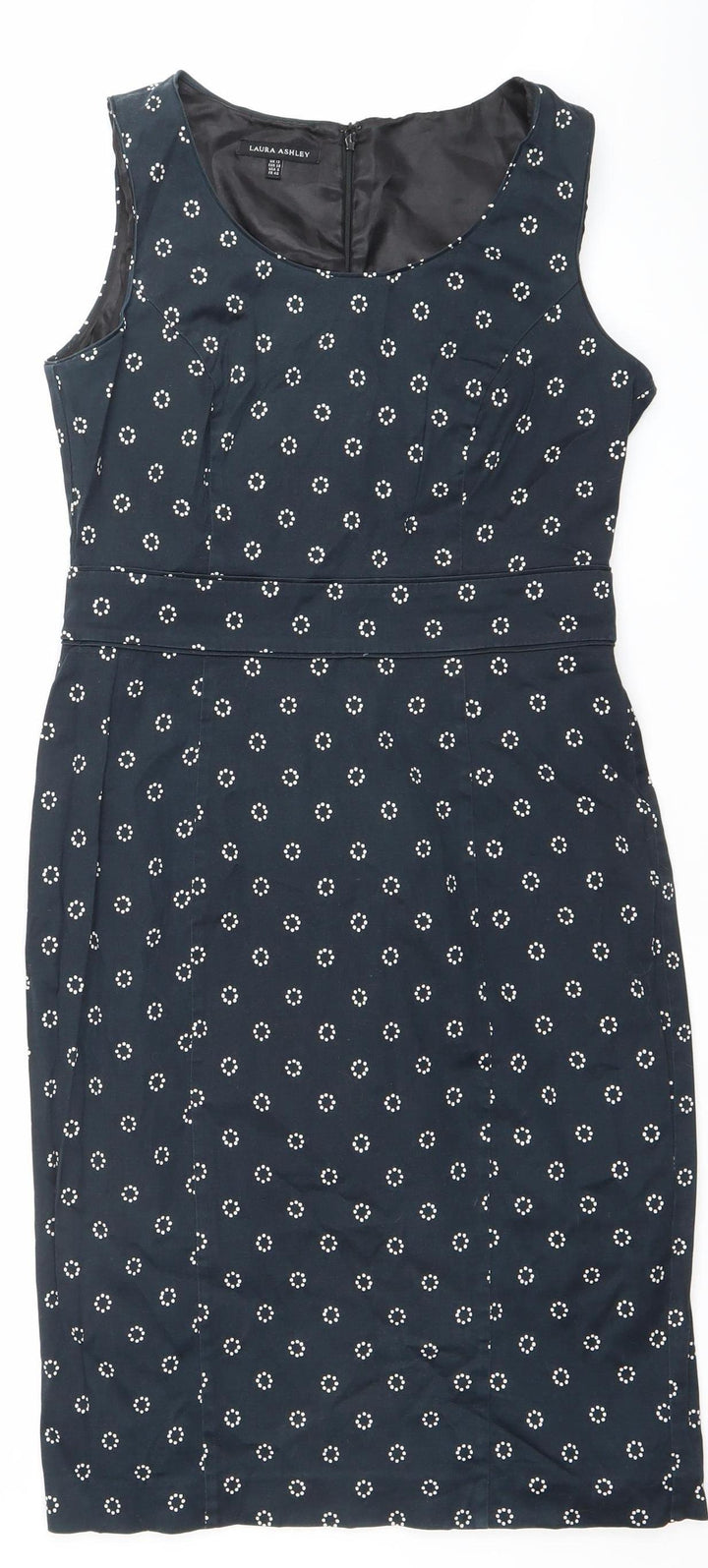 Laura Ashley Women’s Black Polka Dot Sleeveless Sheath Dress UK 12