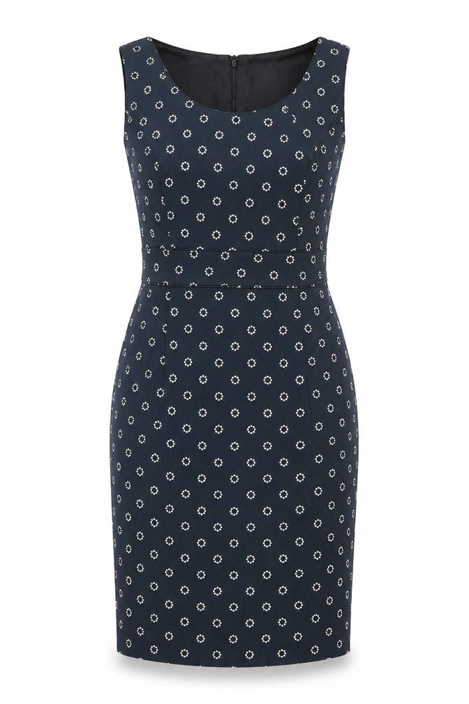 Laura Ashley Women’s Black Polka Dot Sleeveless Sheath Dress UK 12