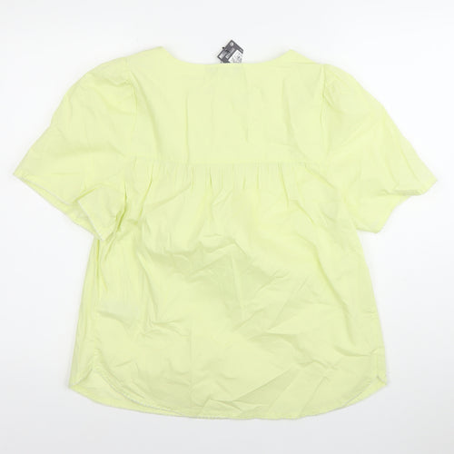 Marks and Spencer Womens Yellow Embroidered Tunic Blouse Size 8