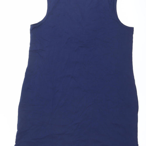 Lands' End Women’s Blue XL Cotton Tank Top with Crochet Detail
