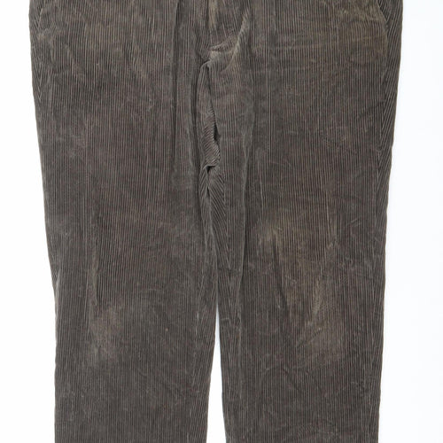 Marks and Spencer Men's Brown Corduroy Regular Fit Trousers 42x29