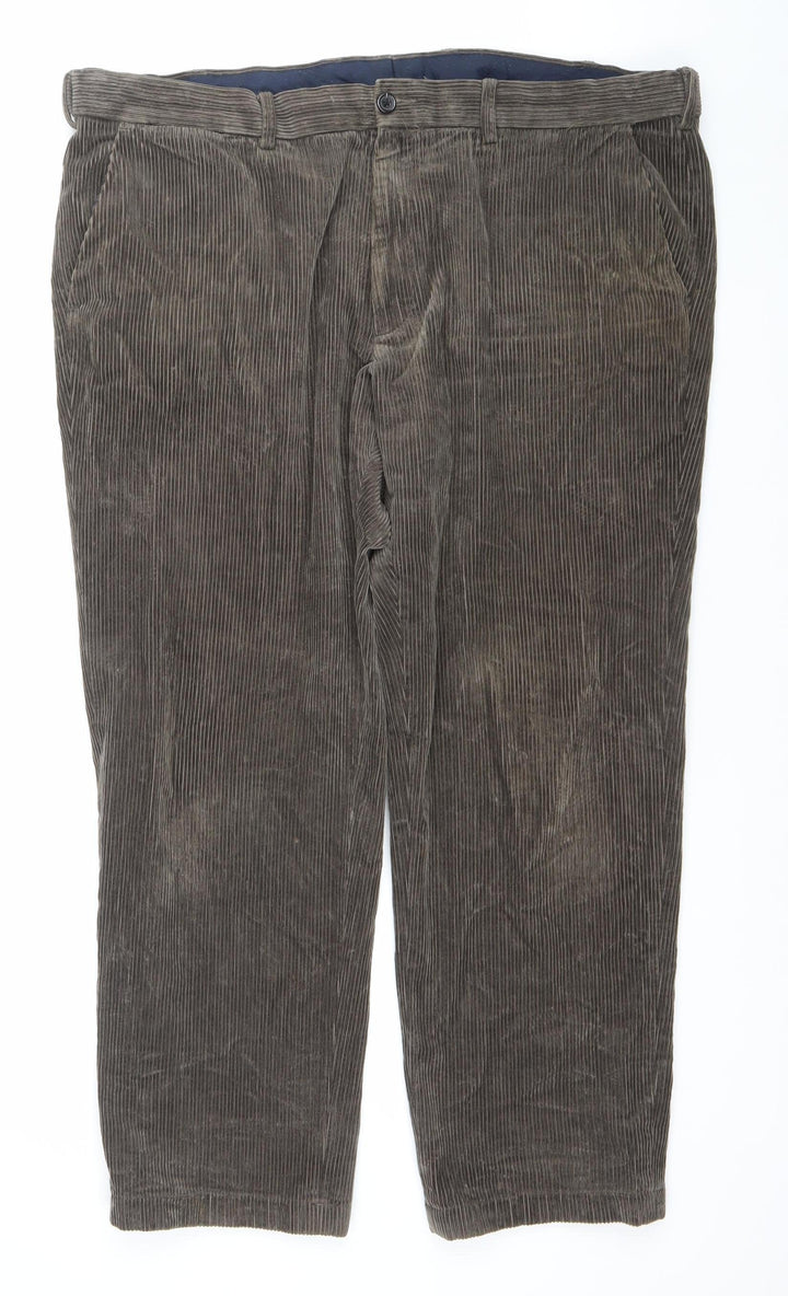 Marks and Spencer Men's Brown Corduroy Regular Fit Trousers 42x29