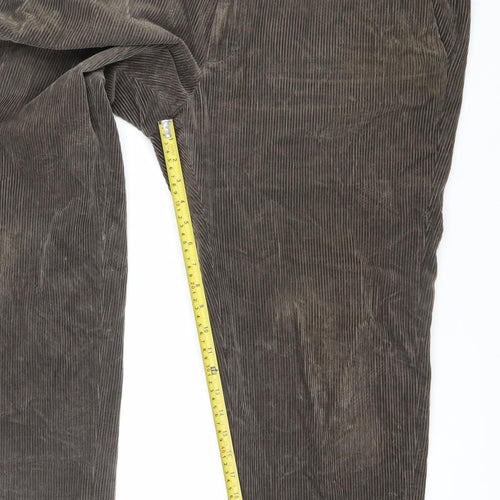 Marks and Spencer Men's Brown Corduroy Regular Fit Trousers 42x29