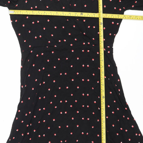 Dorothy Perkins Women’s Black Geometric Print A-Line Dress UK 14