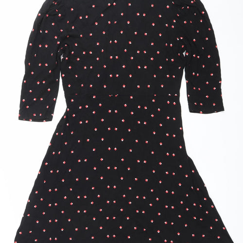 Dorothy Perkins Women’s Black Geometric Print A-Line Dress UK 14