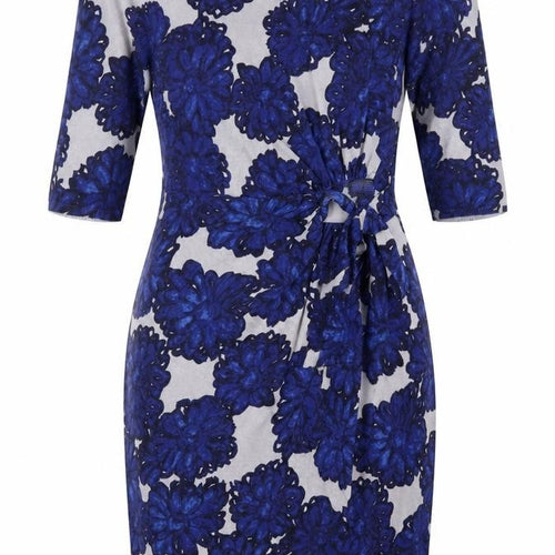 Phase Eight Womens Blue Floral Cotton Sheath Dress Size 12