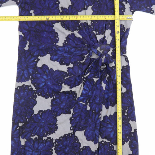 Phase Eight Womens Blue Floral Cotton Sheath Dress Size 12