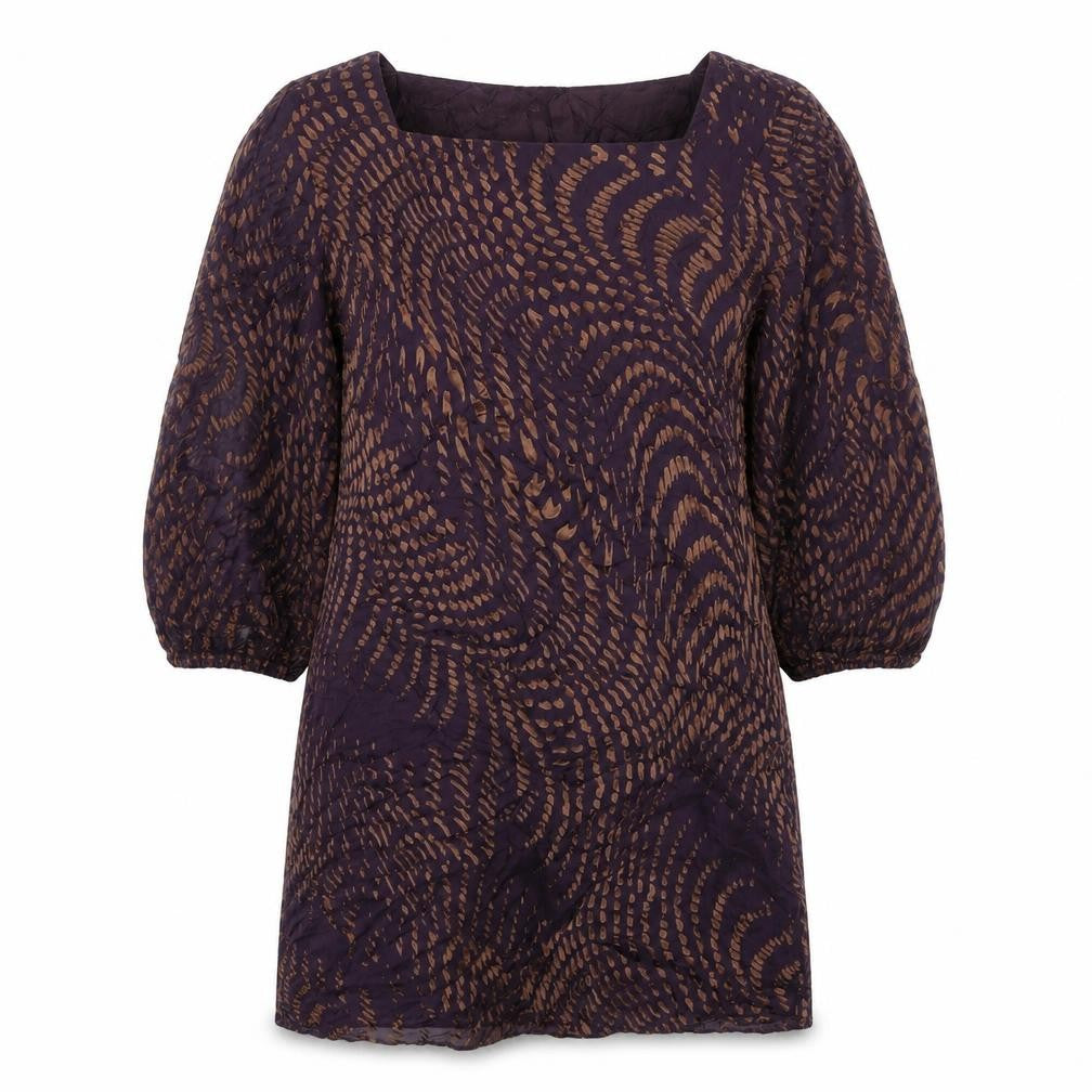 Fenn Wright Manson Women’s Purple Brown Silk Viscose Shift Dress Size 16