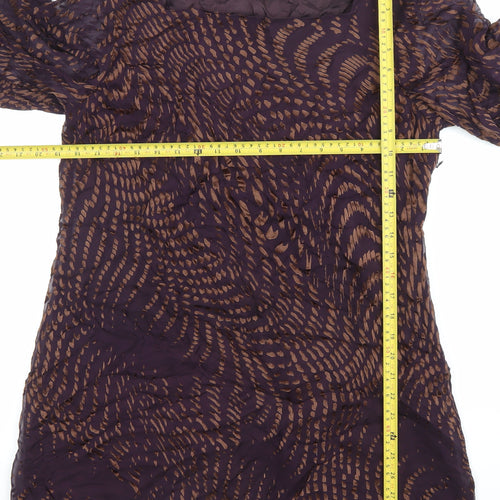 Fenn Wright Manson Women’s Purple Brown Silk Viscose Shift Dress Size 16
