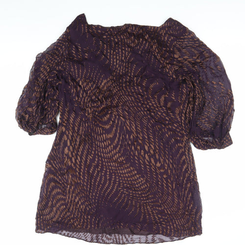 Fenn Wright Manson Women’s Purple Brown Silk Viscose Shift Dress Size 16