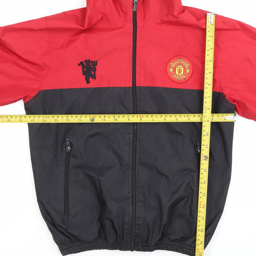 Manchester United Boys Red Black Windbreaker Jacket 10-11 Years Hooded