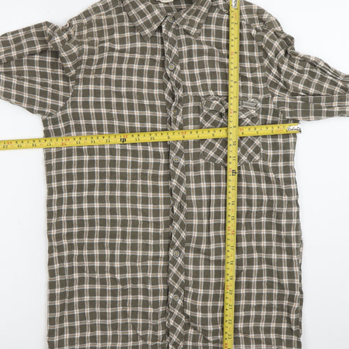 Regatta Mens Green Checked Cotton Button-Up Shirt Size S