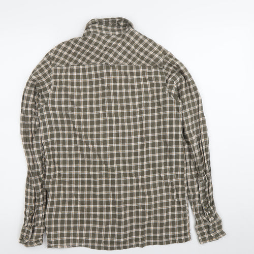 Regatta Mens Green Checked Cotton Button-Up Shirt Size S