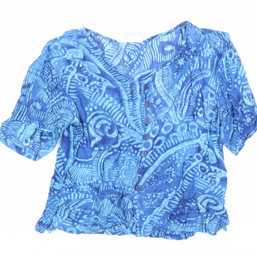 Roman Originals Women’s Blue Button-Up Viscose Blouse Size 14