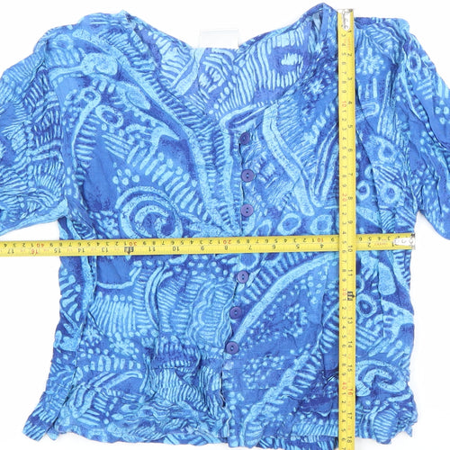 Roman Originals Women’s Blue Button-Up Viscose Blouse Size 14