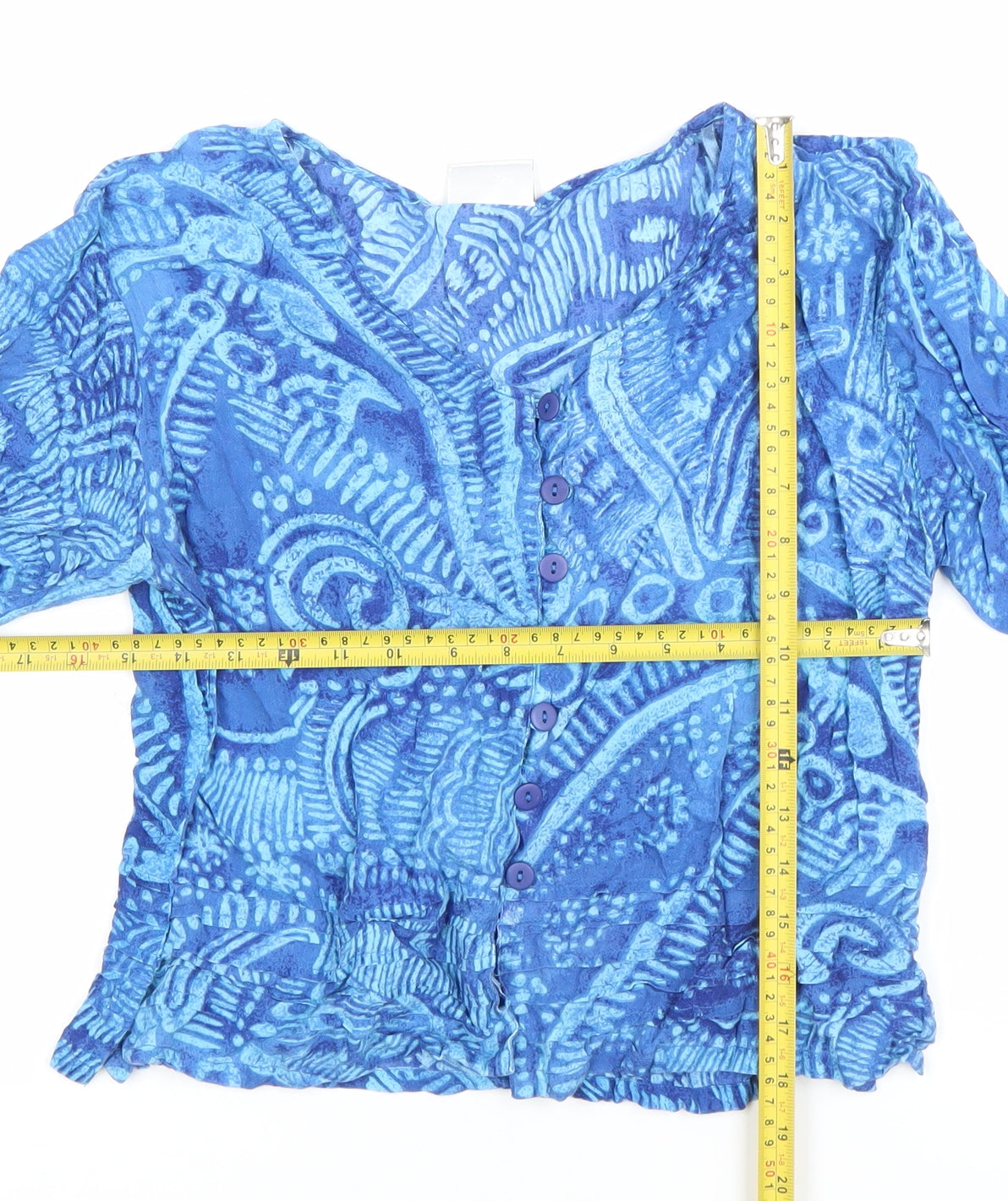 Roman Originals Women’s Blue Button-Up Viscose Blouse Size 14