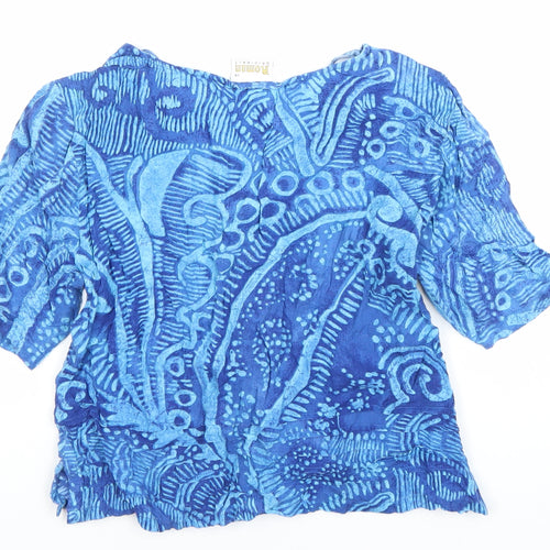 Roman Originals Women’s Blue Button-Up Viscose Blouse Size 14