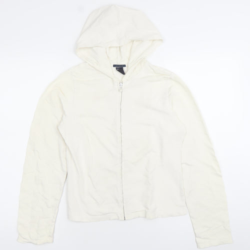 GAP Womens White 2XL Full Zip Hoodie Cotton Stretch Casual