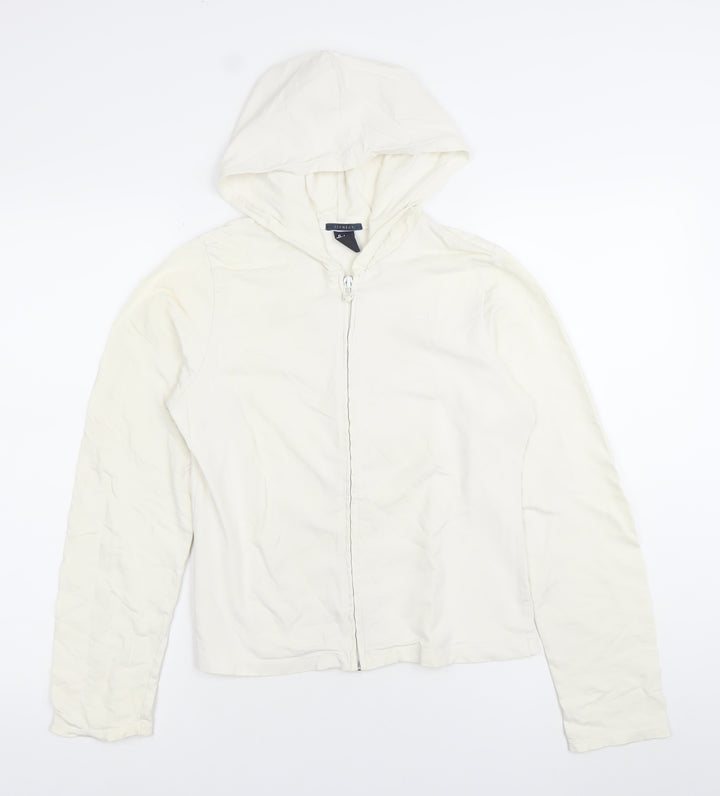 GAP Womens White 2XL Full Zip Hoodie Cotton Stretch Casual