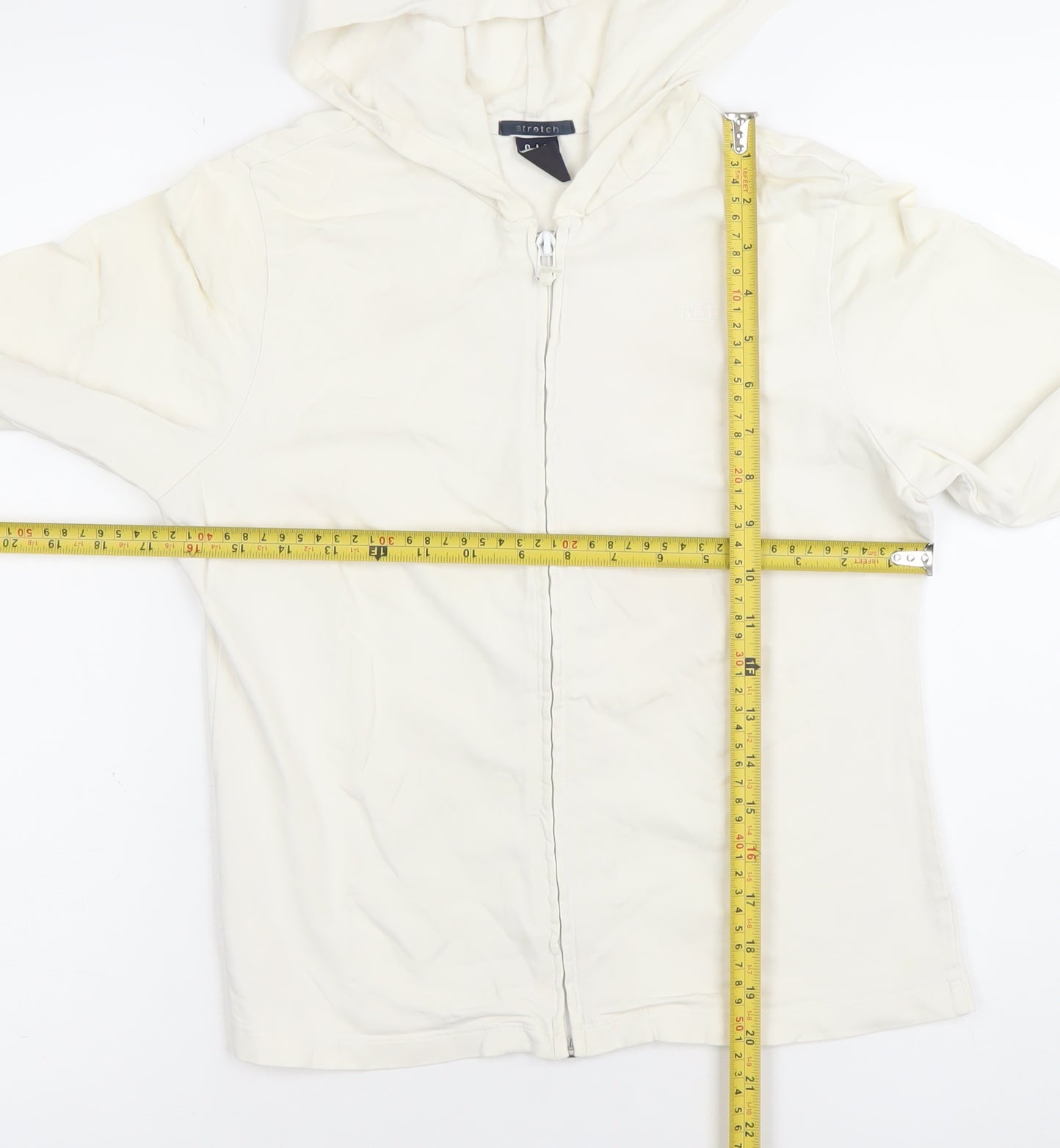 GAP Womens White 2XL Full Zip Hoodie Cotton Stretch Casual