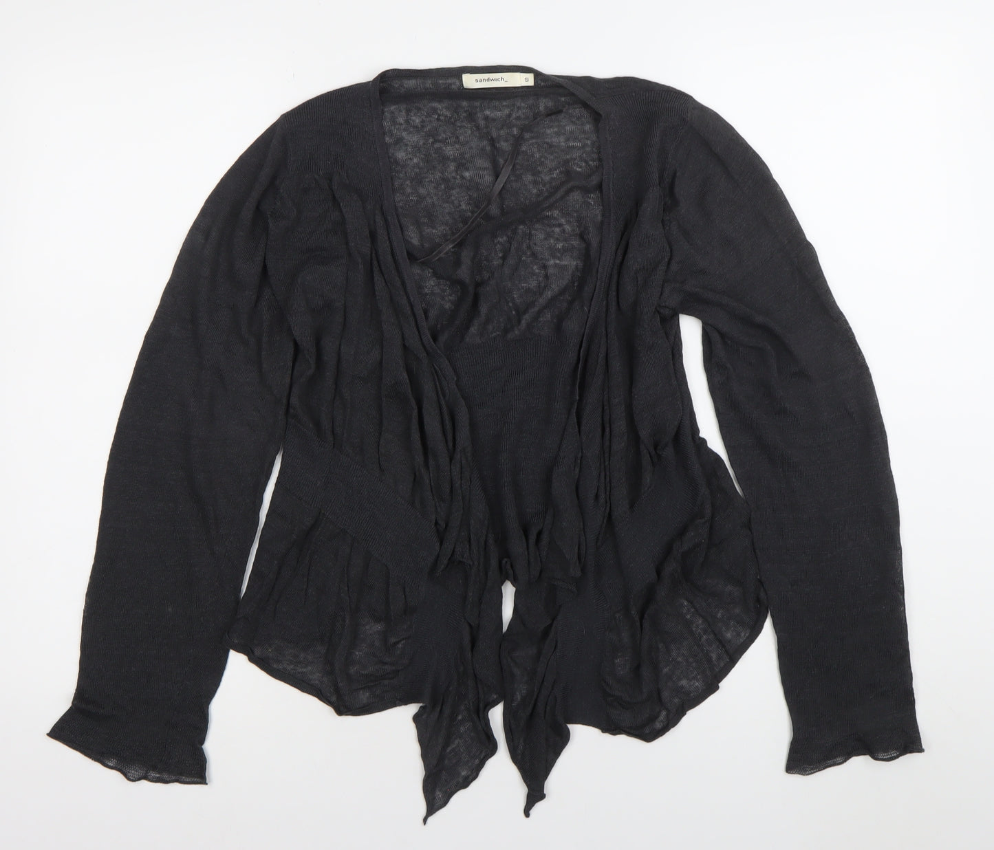 Sandwich Womens Black Linen Viscose Open Cardigan Size S