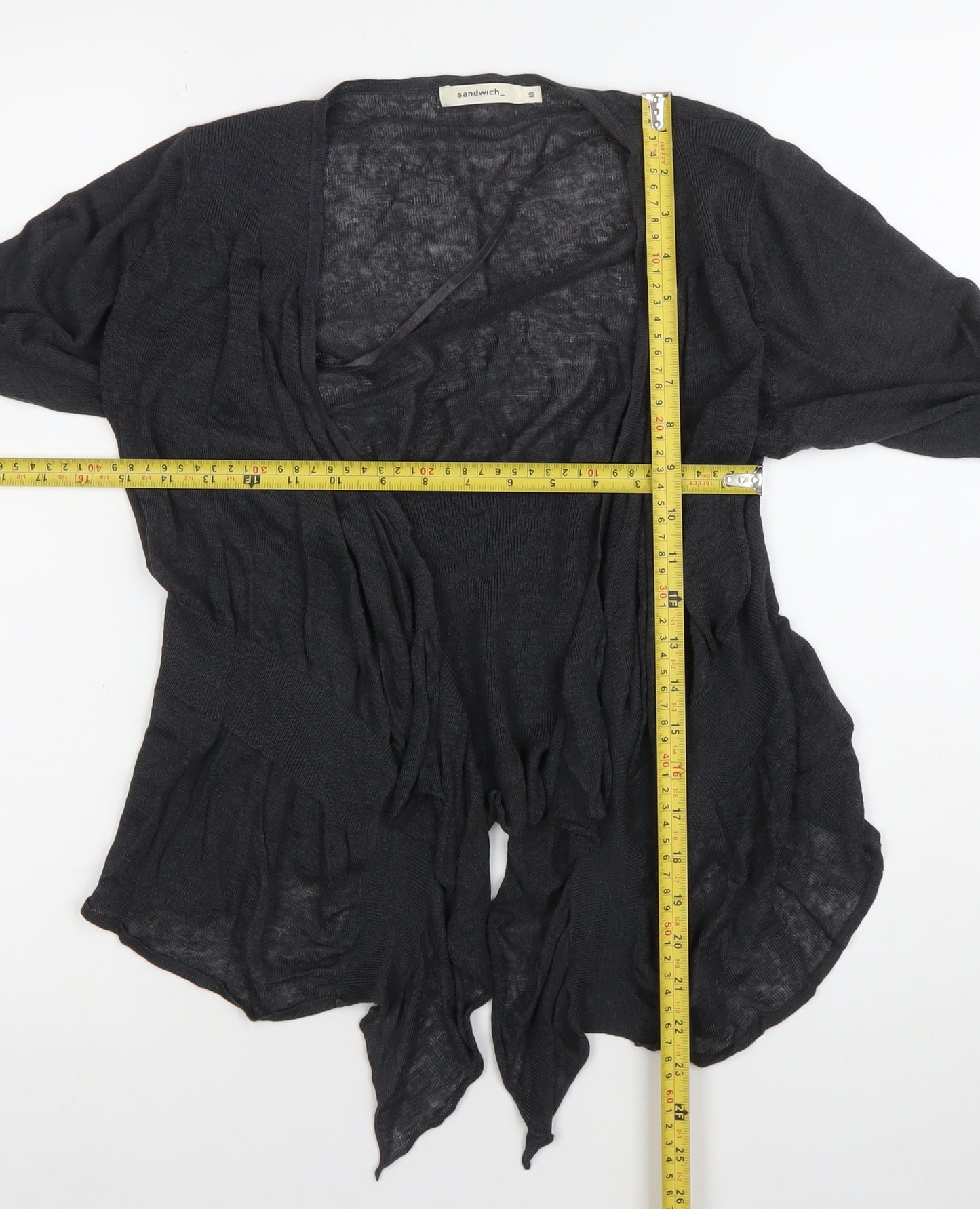 Sandwich Womens Black Linen Viscose Open Cardigan Size S