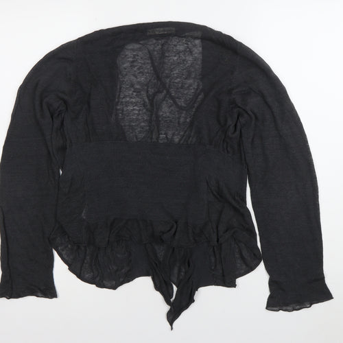 Sandwich Womens Black Linen Viscose Open Cardigan Size S