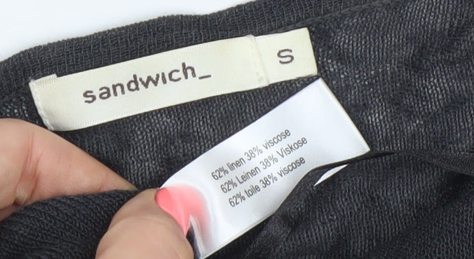 Sandwich Womens Black Linen Viscose Open Cardigan Size S