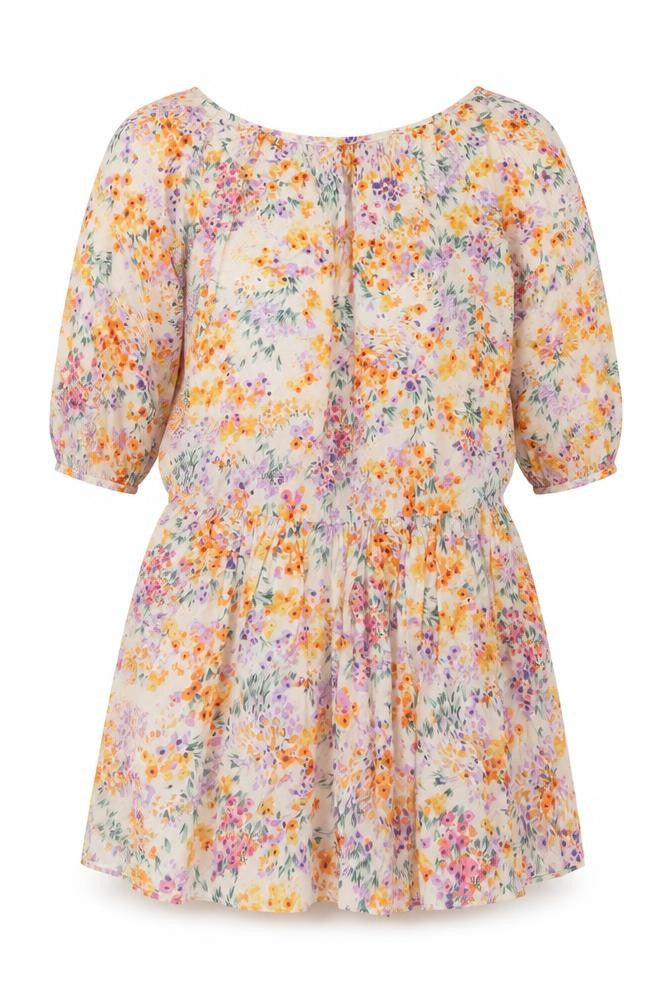 H&M Women’s Multicoloured Floral Skater Dress XS Puff Sleeve