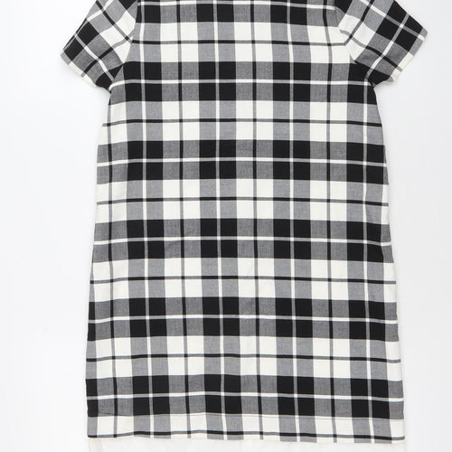 Zara Women Black Check Short Sleeve Shift Dress Size S