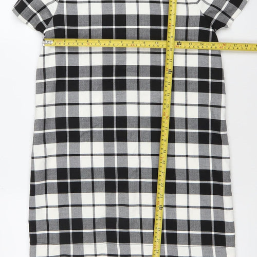 Zara Women Black Check Short Sleeve Shift Dress Size S
