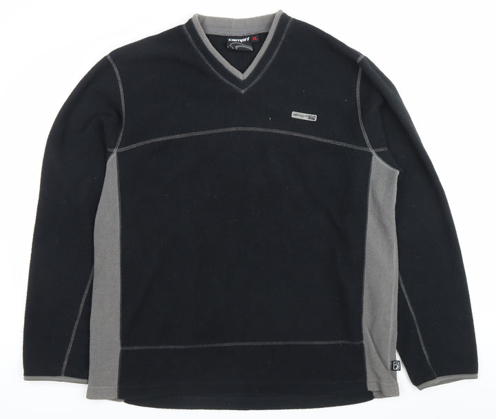 Campri Men’s Black XL Fleece Pullover Sweatshirt V-Neck Outdoor
